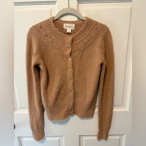 NWT J Crew The Reeds tan fuzzy cardigan women knit sweater xs x-small new